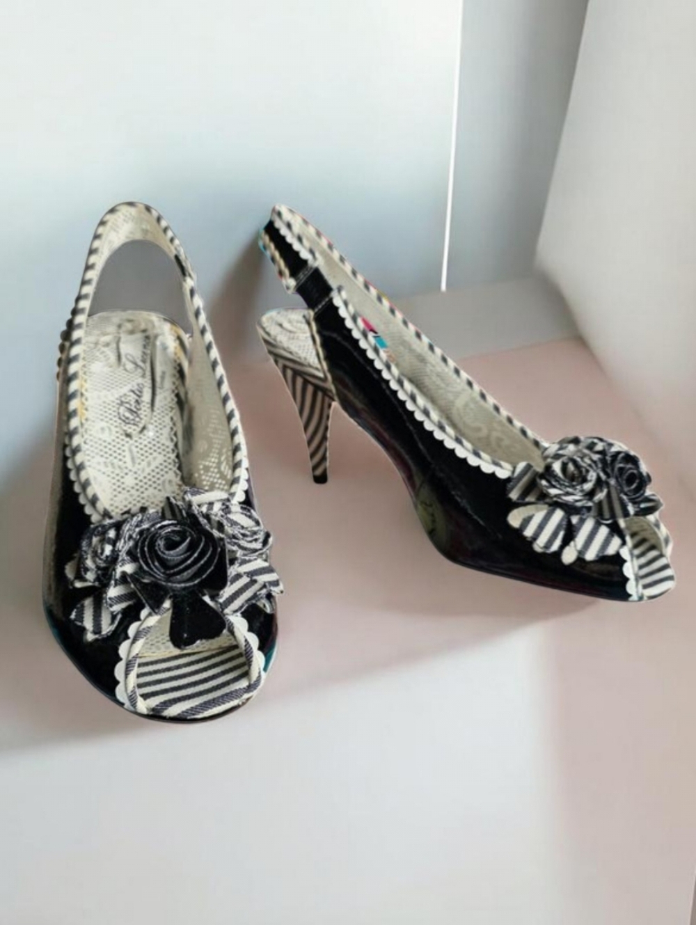 NIB POETIC LICENSE ( 8.5 ) "Absent Minded London" Retro Black/white Iconic Heels